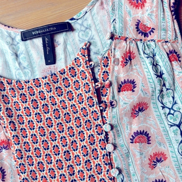 BCBGMaxAzria  pastel floral boho sleeveless dress medium - Picture 2 of 6